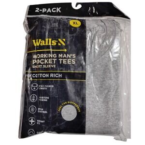 Walls Short Sleeve Working Man's Pocket Tees Gray 2 Pack Men's Size XL NEW